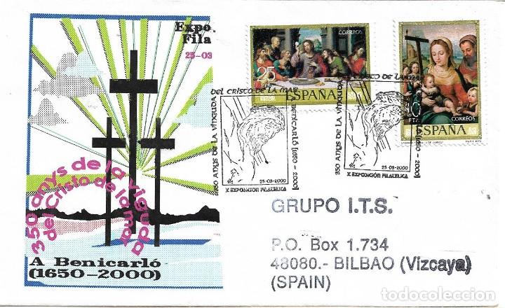 Sellos: RELIGION 350 A&Ntilde;OS DE LA VENIDA CRISTO DEL MAR A BENICARL&Oacute; (CASTELLON) 2000. MATASELLOS EN RARO SOBRE