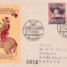 Sellos: PINTURA VELAZQUEZ III CENTENARIO 1961 (EDIFIL 1340/41) EN SPD CIRCULADO DEL SERVICIO FILATELICO RARO