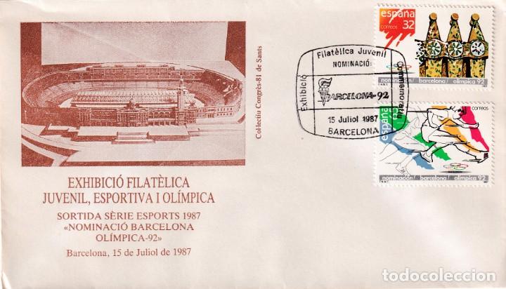 Sellos: DEPORTES OLIMPIADAS BARCELONA-92 NOMINACION 1987 (EDIFIL 2908/09) EN SPD MATASELLOS CU&Ntilde;O. RARO ASI.