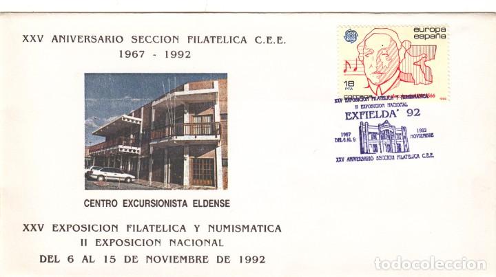 Sellos: SOBRE: 1992 ELDA. XXV EXPOSICION FILATELICA Y NUMISMATICA - Foto 1