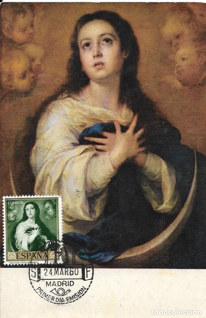 Sellos: Postal &rdquo;La concepci&oacute;n&rdquo; de Murillo, Museo del Prado 1960 - Foto 1