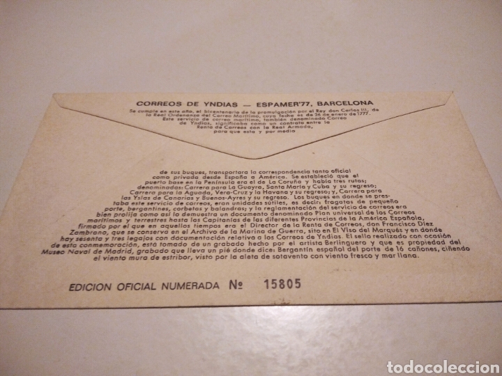 Sellos: Sobre primer d&iacute;a Espamer 77 cu&ntilde;o ni&ntilde;o - Foto 2