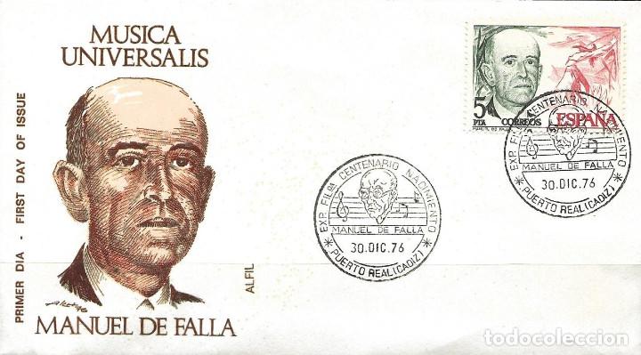 Sellos: SOBRE DEL PRIMER DIA (EDIFIL 2380) MANUEL DE FALLA 1976 - Foto 1
