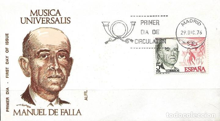 Sellos: SOBRE DEL PRIMER DIA (EDIFIL 2380) MANUEL DE FALLA 1976 - Foto 1