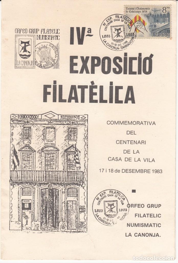 Sellos: PROGRAMA , TARJETA Y SOBRE CON MATASELLOS LA CANONJA -TARRAGONA - 1983 - Foto 1