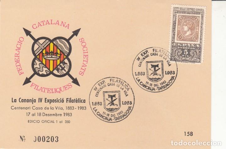Sellos: PROGRAMA , TARJETA Y SOBRE CON MATASELLOS LA CANONJA -TARRAGONA - 1983 - Foto 2