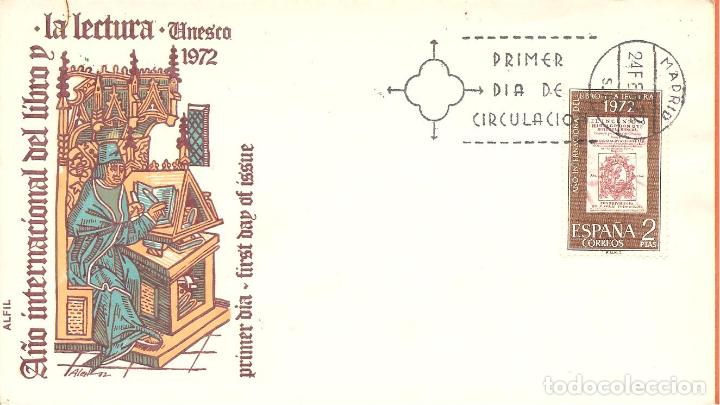 Sellos: SPD -FDC ESPA&Ntilde;A, 1972, A&Ntilde;O DEL LIBRO, ED. 2076 - Foto 1