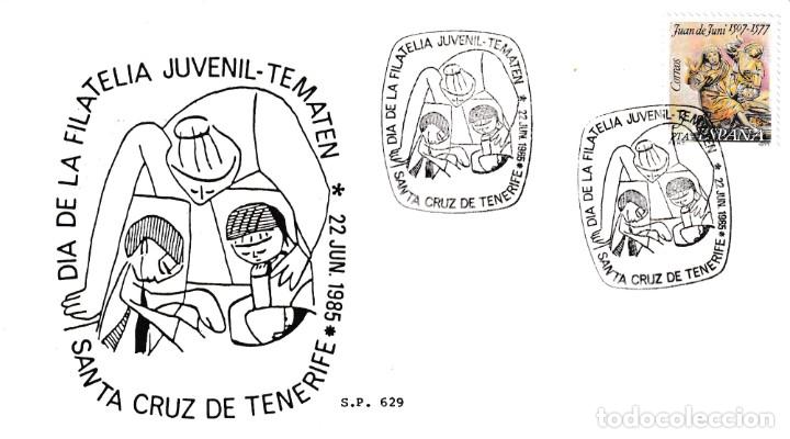Sellos: DIA FILATELIA JUVENIL EN TEMATEN, SANTA CRUZ TENERIFE (CANARIAS) 22 JUNIO 1985 MATASELLOS TARJETA SP