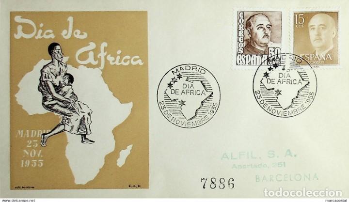 Sellos: 1955 Espa&ntilde;a. Matasello. Dia de Africa - Foto 1