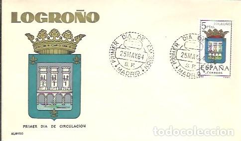 Sellos: FDC 1964 ESCUDO LOGRO&Ntilde;O MARCA ALONSO - Foto 1