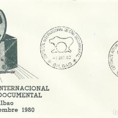 Sellos: CERTAMEN INTERNACIONAL CINE DOCUMENTAL. BILBAO. 1980. ALFIL. 9X16,5 CM. BUEN ESTADO. SOBRE.