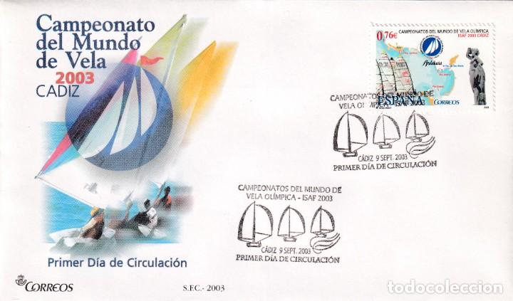 Sellos: BARCOS VELA OLIMPICA ISAF CAMPEONATOS DEL MUNDO 2003 (EDIFIL 4014) SPD DEL SERVICIO FILATELICO CADIZ