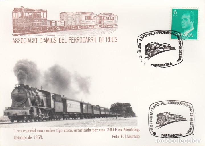 Sellos: MATASELLOS FERROCARRIL EN TARJETA DE EXPO-FIL FERROTARRAGONA -1984 -ASSOC.AMICS FERROCARRIL REUS