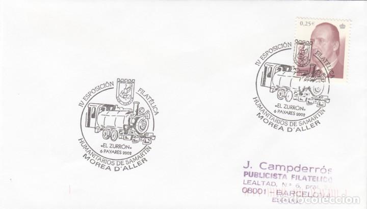 Sellos: TRENES -FERROCARRIL -MATASELLOS EXPOS.FIL. EL ZURRON - MOREA D'ALLER - 2002
