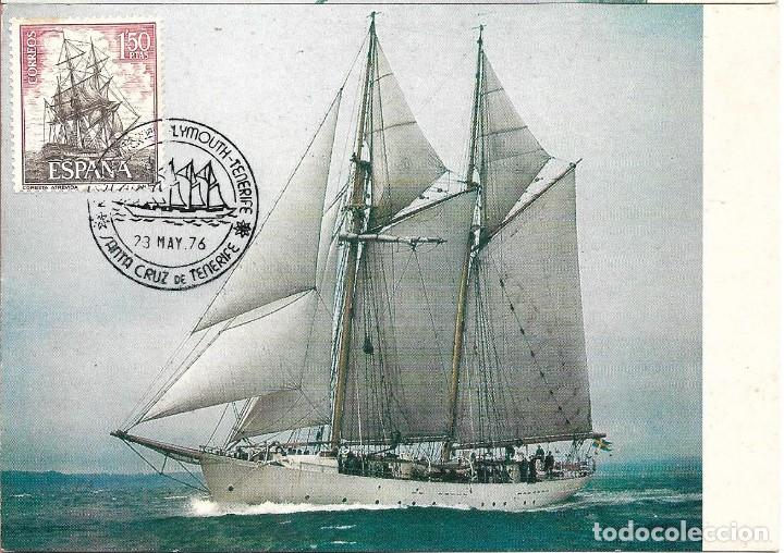 Sellos: BARCOS VELERO GLADAN REGATA PLYMOUTH-TENERIFE SANTA CRUZ DE TENERIFE (CANARIAS) 1976 EN TARJETA RARO
