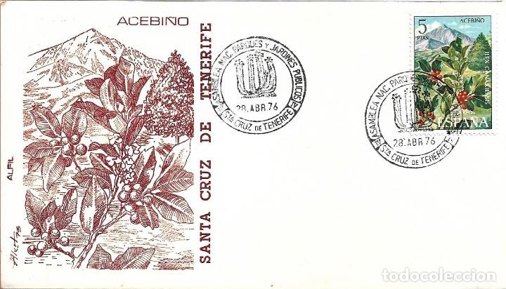 Sellos: PARQUES JARDINES PUBLICOS IV ASAMBLEA, SANTA CRUZ DE TENERIFE CANARIAS 1976 MATASELLOS SOBRE ACEBI&Ntilde;O