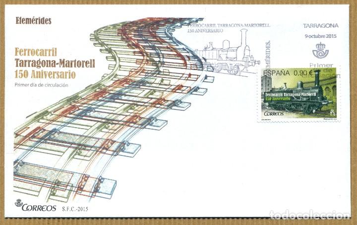 Sellos: 2 SOBRE PRIMER DIA 2015 (SPD) TREN TARRAGONA MARTORELL Y TELECOMUNICACIONES - EDIFIL: 4999 / 5000