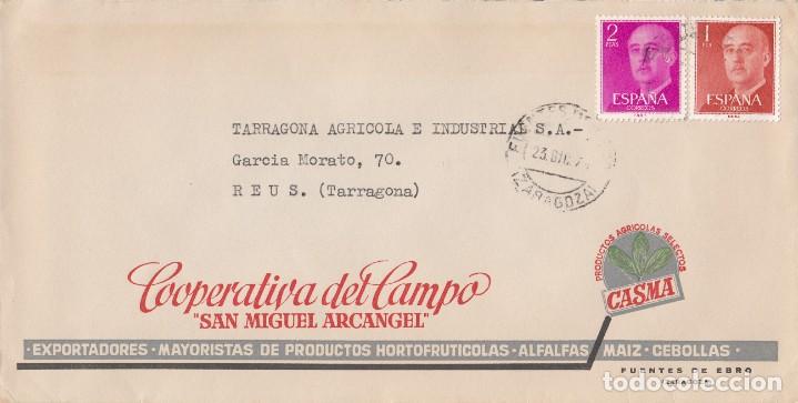 Sellos: SOBRE CIRCULADO DE COOPERATIVA DEL CAMPO SAN MIGUEL ARCANGEL DE FUENTES DE EBRO-ZARAGOZA- 1975