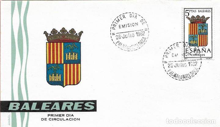 Selos: ESCUDO DE BALEARES 1962 MATASELLOS PROVINCIA (EDIFIL 1412) EN SOBRE PRIMER DIA DE ARRONIZ RARO ASI