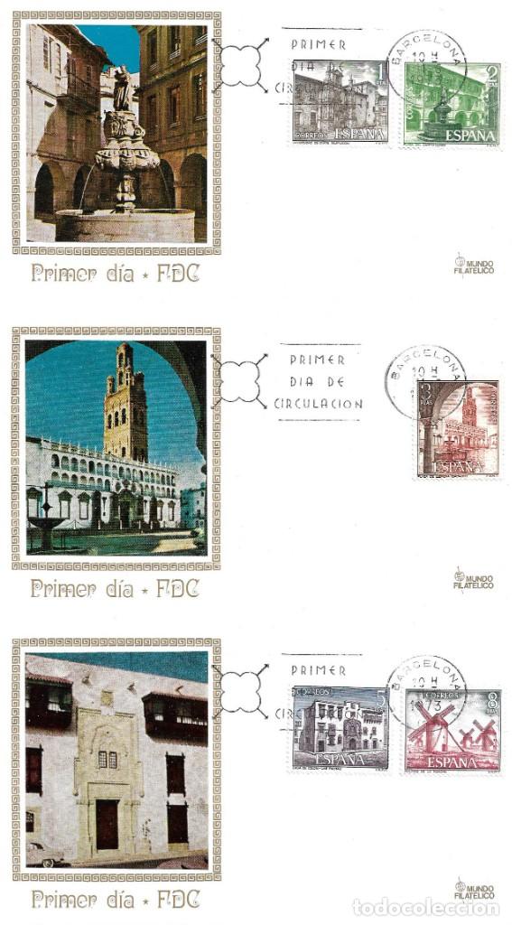 Sellos: TURISMO SERIE TURISTICA 1973 (EDIFIL 2129/33) EN TRES SOBRES PRIMER DIA DE MF MATASELLOS BARCELONA