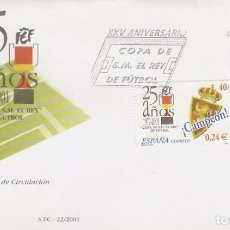 Sellos: EDIFIL Nº 3805, 25 ANIVERSARIO DE LA COPA DEL REY DE FUTBOL. EL ZARAGOZA CAMPEON PRIMER DIA 6-7-2001
