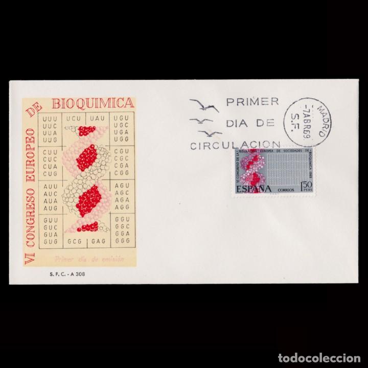 Stamps: 1&ordm; D&iacute;a Circulaci&oacute;n.1969 Congr. Europeo Bioqu&iacute;mica.Edifil 1920