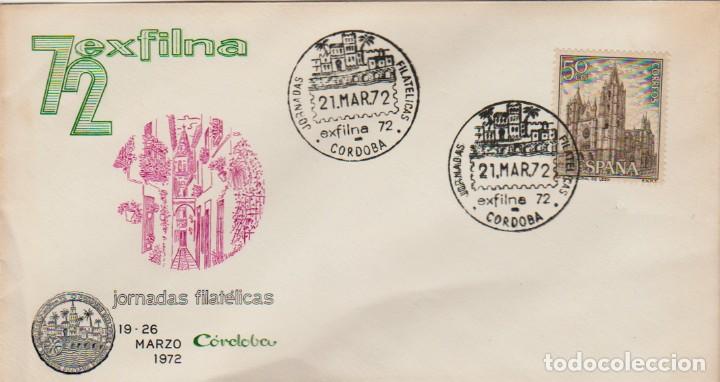 Sellos: Sobre Conmemorativo: 6.MAY.72 ''D&iacute;a Mundial del Sello-Exfilna 72: C&oacute;rdoba'' con Ed. 1542. Muy bonito