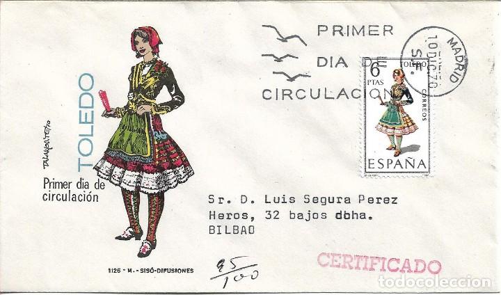 Sellos: TRAJE DE TOLEDO TRAJES TIPICOS ESPA&Ntilde;OLES 1970 (EDIFIL 1960) EN SOBRE PRIMER DIA CIRCULADO DE MS RARO