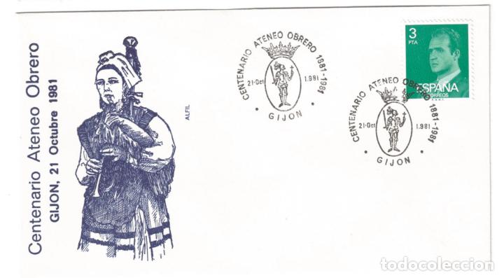 Selos: SOBRE CONMEMORATIVO CENTENARIO ATENEO OBRERO -GIJON 1981