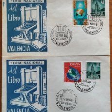 Sellos: DOS SOBRES PRIMER DÍA. FERIA DEL LIBRO. VALENCIA, 1966.. Lote 293233868