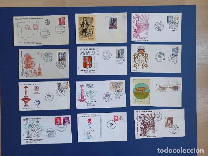 Sellos: Lote de 12 sobres con sello y tamp&oacute;n. 1er dia de circulaci&oacute;n. Originales y antiguos.