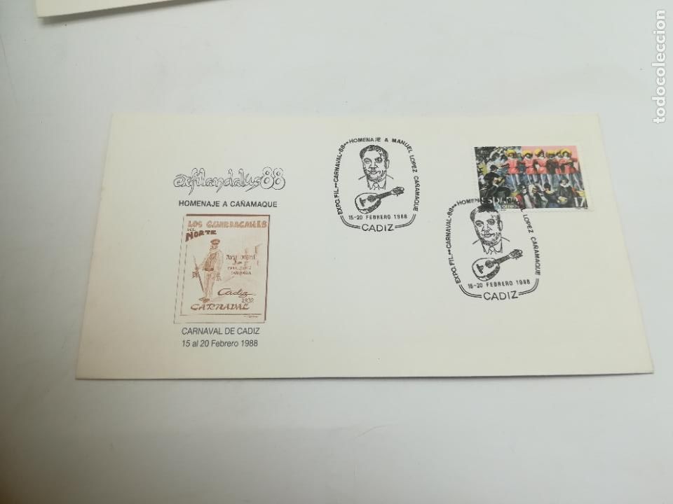 Timbres: SOBRE CONMEMORATIVO. EXFILANDALUZ 88. HOMENAJE A CA&Ntilde;AMAQUE. 1988