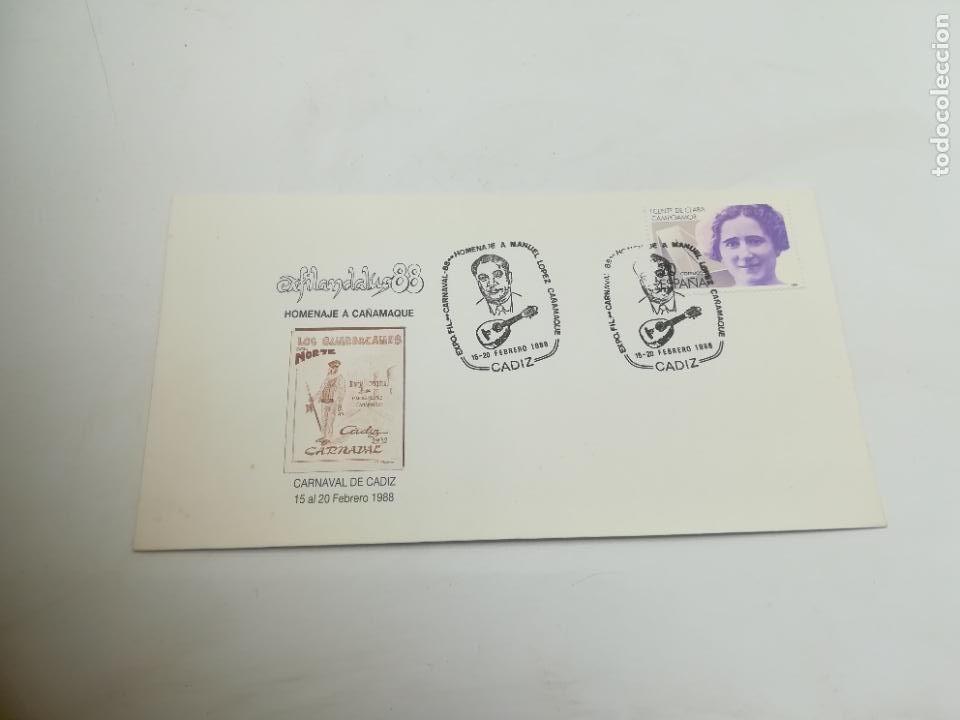 Briefmarken: SOBRE CONMEMORATIVO. EXFILANDALUZ 88. HOMENAJE A CA&Ntilde;AMAQUE. 1988