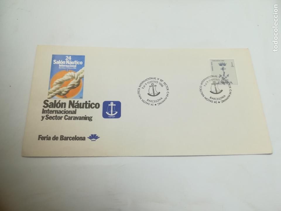 Selos: SOBRE CONMEMORATIVO. 24 SALON NAUTICO INTERNCAINAL Y CARAVANING. FERIA DE BARCELONA. 1986