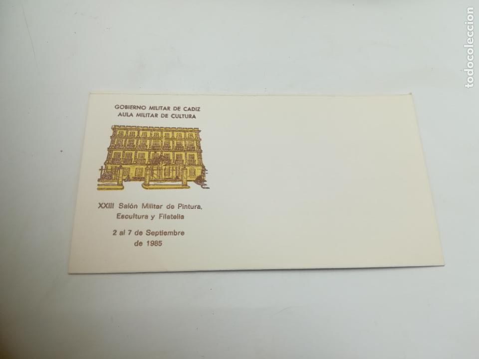 Sellos: SOBRE CONMEMORATIVO. GOBIERNO MILITAR DE CADIZ. AULA MILITAR DE CULTURA. 1985