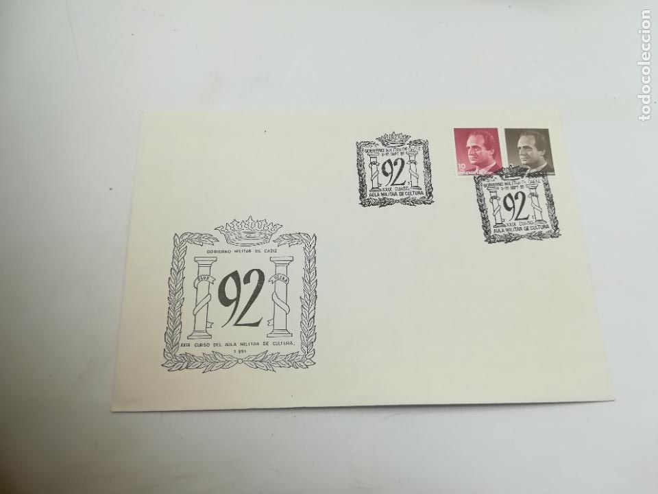Sellos: SOBRE CONMEMORATIVO. GOBIERNO MILITAR DE CADIZ. 1991. XXIX CURSO DEL AULA MILITAR DE CULTURA