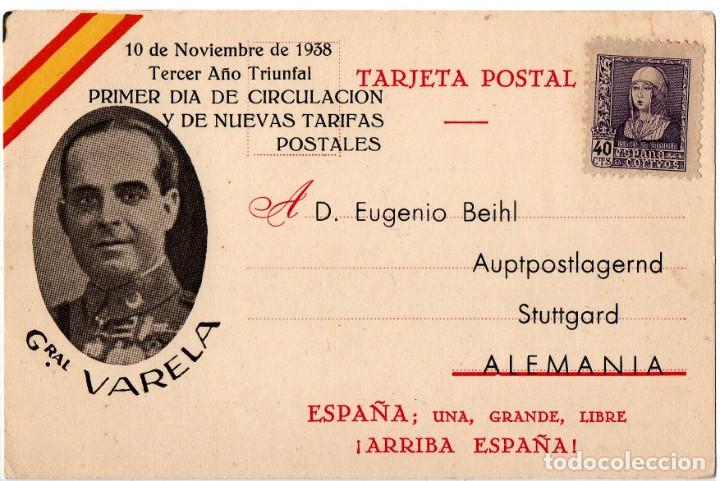 Sellos: Tarjeta postal, General Varela 1938 - Foto 1