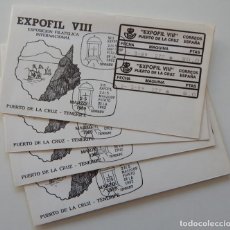 Sellos: 4 SOBRES IGUALES 1989 / ETIQUETA MÁQUINA- EXPOFIL VIII PUERTO DE LA CRUZ - TENERIFE / EXPOSICIÓN .... Lote 315466713
