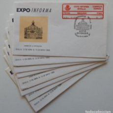 Sellos: 8 SOBRES IGUALES 1988 / ETIQUETA MÁQUINA - EXPO INFORMA SEVILLA - CASINO DE LA EXPOSICIÓN / EXPOS.... Lote 315476898