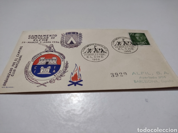 Sellos: Sobre campamento circular ll Elche 1958 - Foto 1