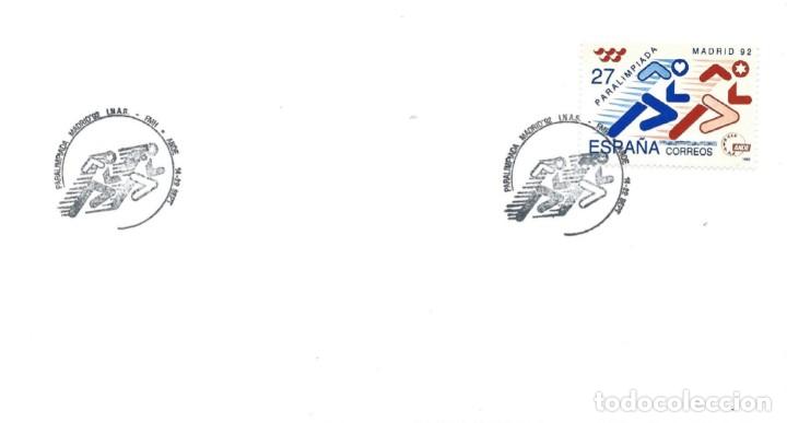 Sellos: 1992. MADRID. MATASELLOS/POSTMARK. PARALIMPIADA. SPECIAL OYMPICS. DEPORTES/SPORTS. DISCAPACITADOS.