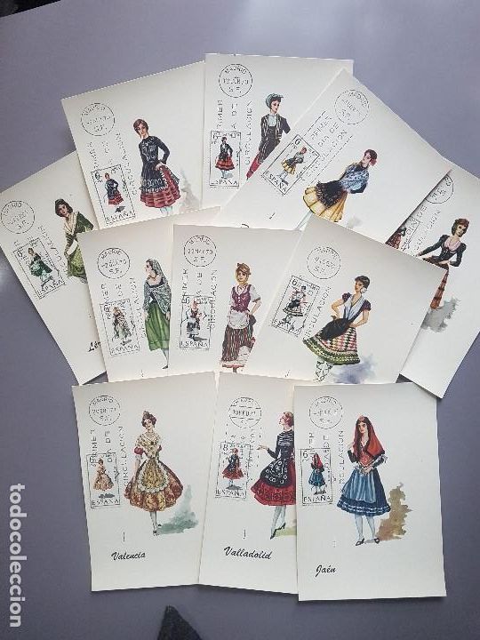 Sellos: LOTE 11 POSTALES CON SELLO - TRAJES REGIONALES - PRIMER DIA DE CIRCULACI&Oacute;N