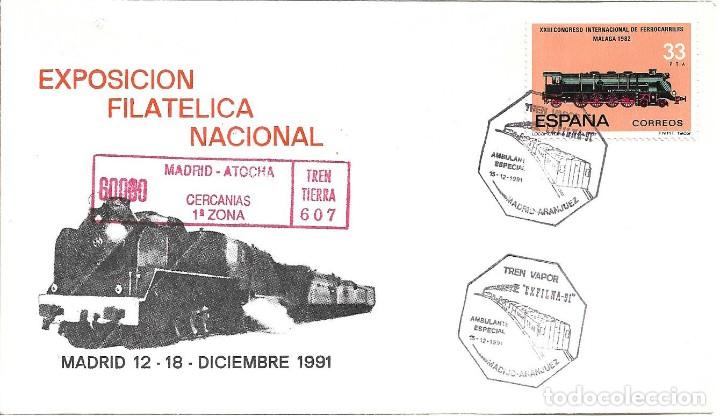 Francobolli: TRENES TREN VAPOR MADRID-ARANJUEZ AMBULANTE ESPECIAL 1991. MATASELLOS FERROCARRIL SOBRE RARAS MARCAS