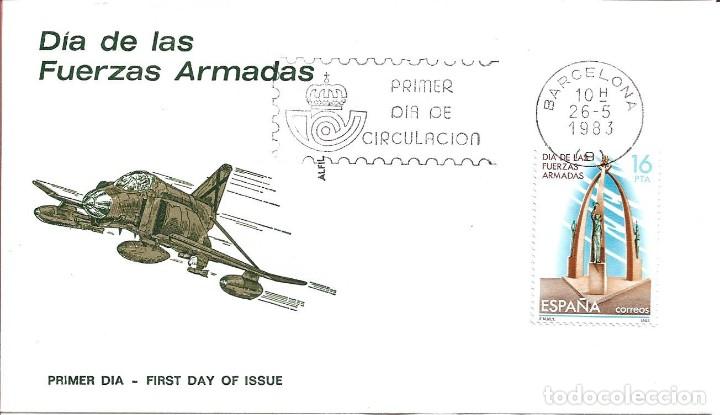 Sellos: DIA DE LAS FUERZAS ARMADAS 1983 MONUMENTO BURGOS (EDIFIL 2710) EN SOBRE PRIMER DIA DE ALFIL AVION.