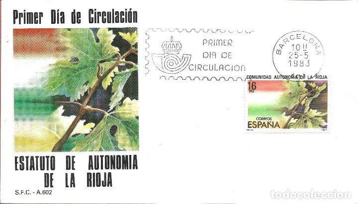 Sellos: VINO ESTATUTO DE AUTONOMIA DE LA RIOJA 1983 (EDIFIL 2689) EN SPD DEL SERVICIO FILATELICO BARCELONA.
