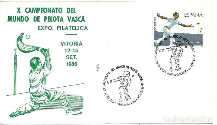 Selos: PELOTA VASCA EXPOSICION X CAMPEONATO MUNDO, VITORIA-GASTEIZ ALAVA 1986. RARO MATASELLOS SOBRE ALFIL.