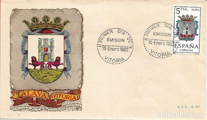 Stamps: ESCUDO DE ALAVA 1962 MATASELLOS PROVINCIA (EDIFIL 1406) EN SOBRE PRIMER DIA SERVICIO FILATELICO RARO