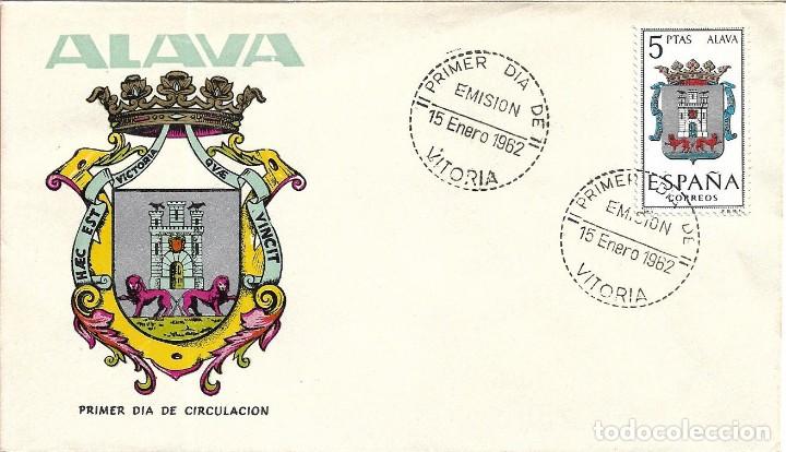 Stamps: ESCUDO DE ALAVA 1962 MATASELLOS PROVINCIA (EDIFIL 1406) EN SOBRE PRIMER DIA BONITA ILUSTRACION RARO