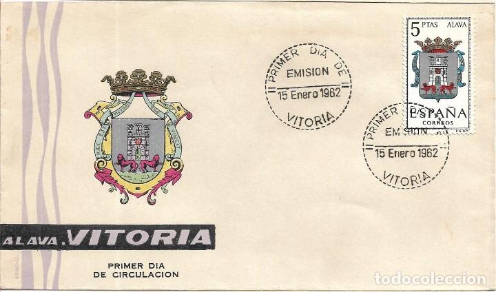 Stamps: ESCUDO DE ALAVA 1962 MATASELLOS PROVINCIA (EDIFIL 1406) EN SOBRE PRIMER DIA DE ARRONIZ. RARO ASI.