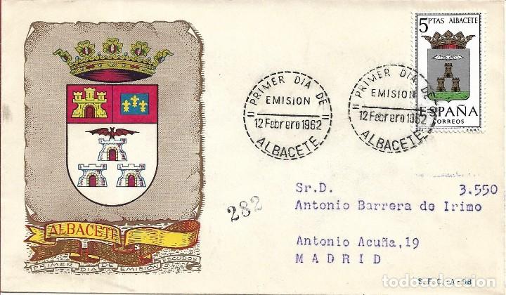 Sellos: ESCUDO DE ALBACETE 1962 MATASELLOS PROVINCIA (EDIFIL 1407) EN SPD CIRCULADO DEL SERVICIO FILATELICO